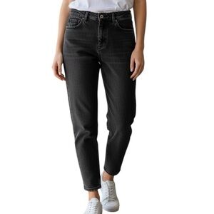 Zara Women’s Charcoal High Rise Jeans 100% Cotton Mom Jeans Size 2
